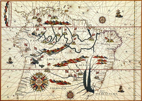 Mapa Jižní Ameriky v roce 1582 od American School