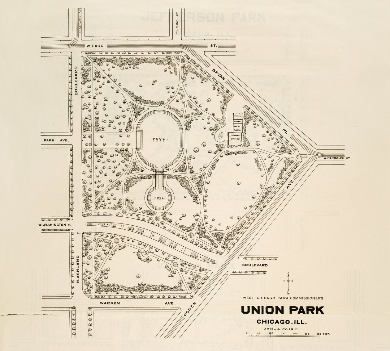 Mapa Union Park, Chicago, Illinois od American School