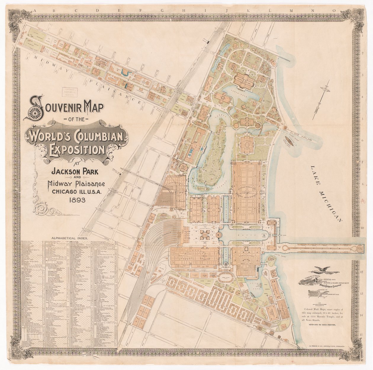 Mapa světové kolumbijské výstavy, Chicago, Illinois od American School