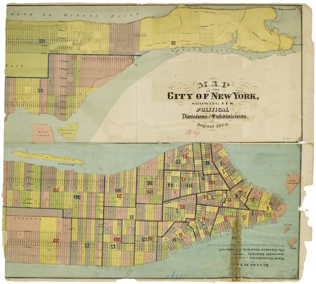 Mapa města New York, ukazující jeho politické divize a pododdělení od American School