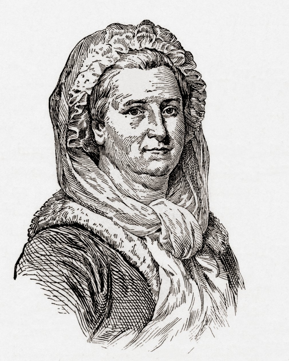 Martha Washington, z „Dějiny naší země“, vydané 1905 (dřevoryt) od American School