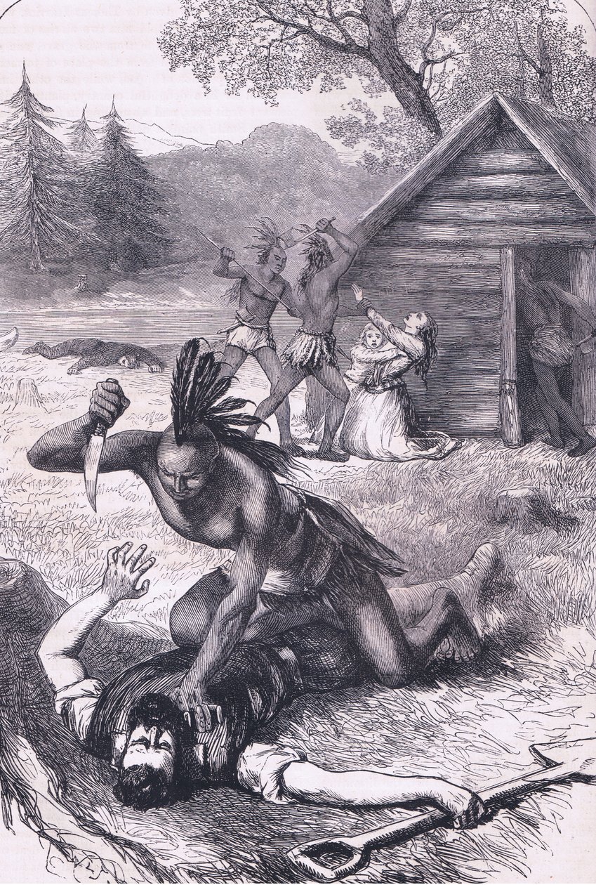 Masakr osadníků, ilustrace z Cassell