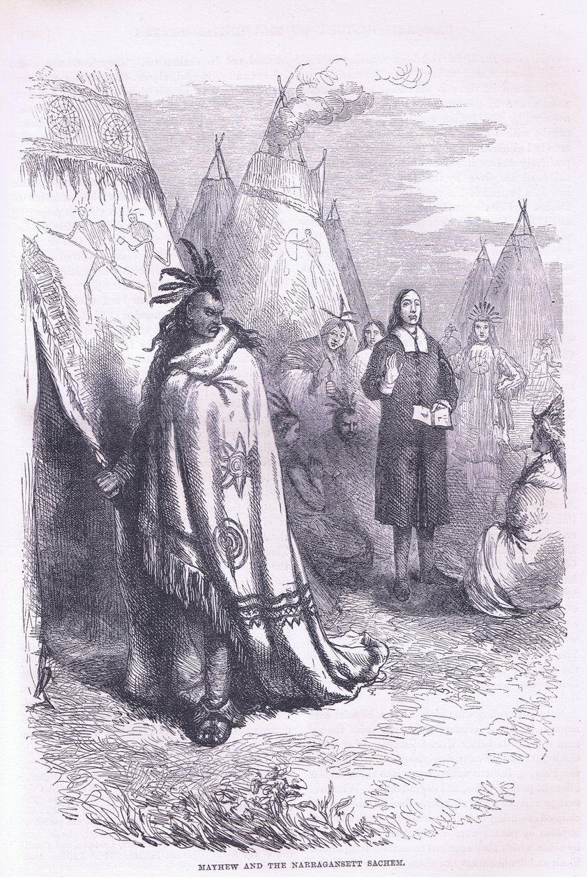 Mayhew and the Naragansett 1674, ilustrace z Cassell