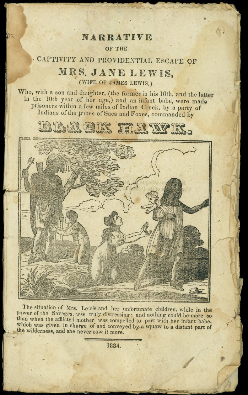 Vyprávění o zajetí a prozřetelnostním útěku paní Jane Lewis, publikované v roce 1832 od American School