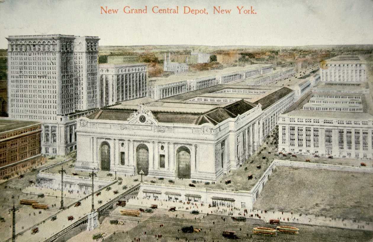 New Grand Central Depot, New York, kolem roku 1905 (barevné lito) od American School