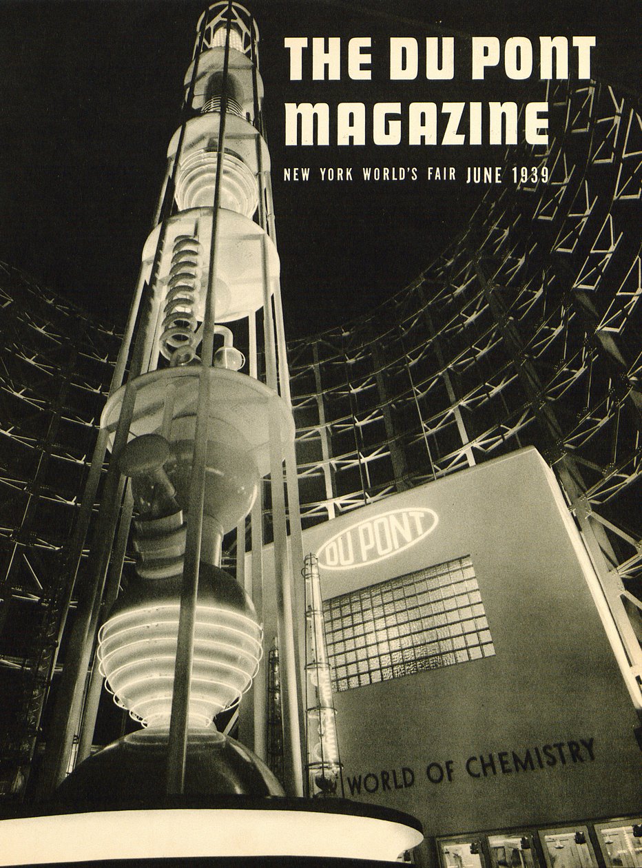 New York Worlds Fair, přední obálka časopisu DuPont, červen 1939 od American School