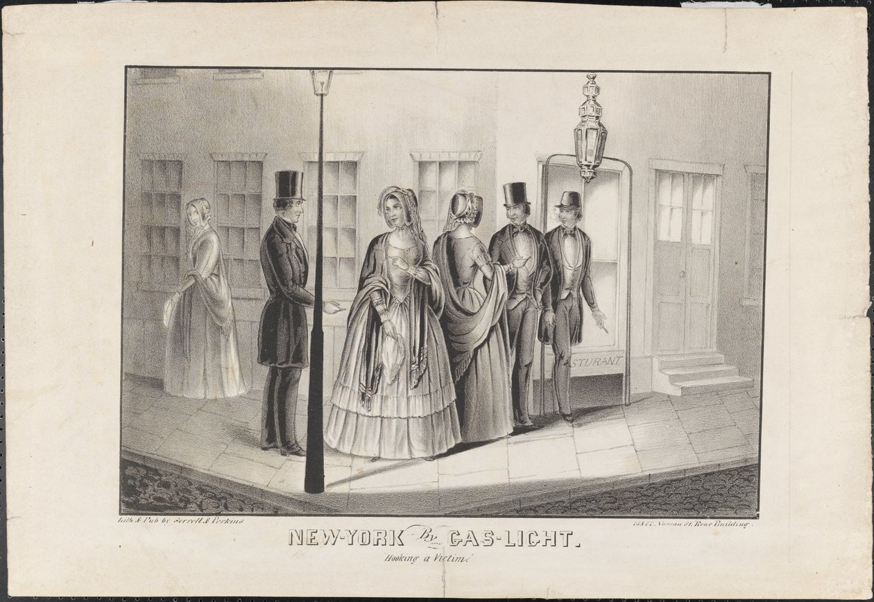 New York by Gas Light, Hooking a Victim, c.1850 od American School