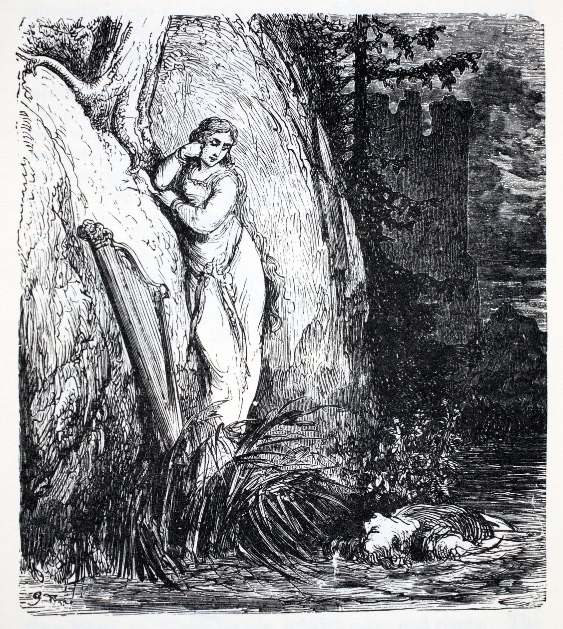 Nixes, z The World Guide to Gnomes, Fairies, Elves and Other Little People od Thomase Keightleyho (1789-1872) Vydáno 1880, (BW Engraving) od American School