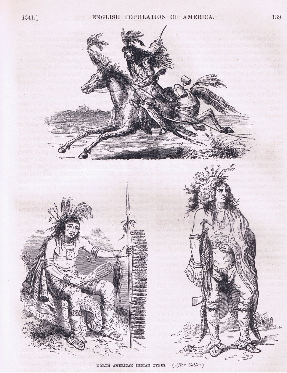 Typy severoamerických indiánů (1640), ilustrace z Cassells History of the United States pub. od Pettera & Galpina kolem roku 1890 od American School
