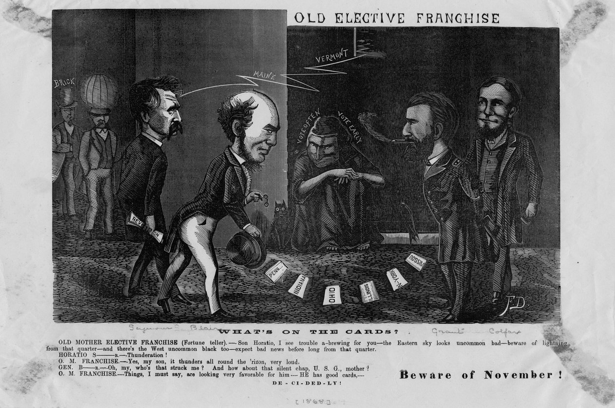 Stará volitelná franšíza, co je na kartách? : pozor na listopad!, c. 1868 od American School