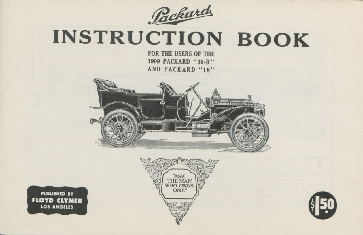 Packard Instrukční příručka pro uživatele 1909 Packard 30-B a Packard 18, 1909 od American School