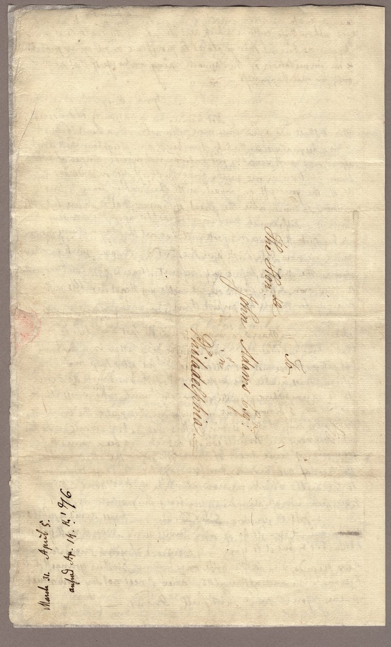 Strana 4, Dopis Abigail Adamsové Johnu Adamsovi, 31. března – 5. dubna 1776 (inkoust na papíře) od American School
