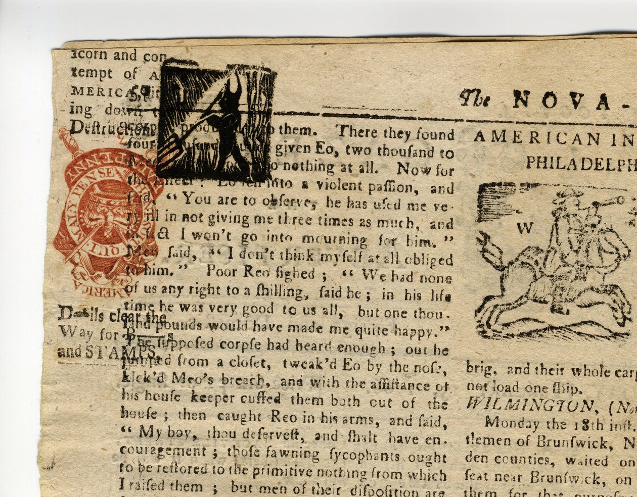 Stránka z Halifax Gazette, nebo The Weekly Adviser, Nova Scotia, 12.-19. prosince 1765 od American School