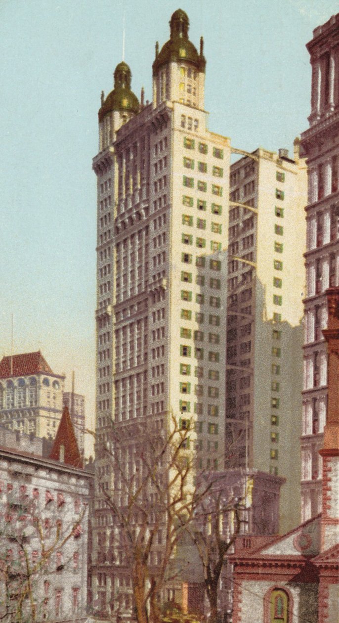 Park Row Building, New York, cca 1900-09 (barevné lito) od American School