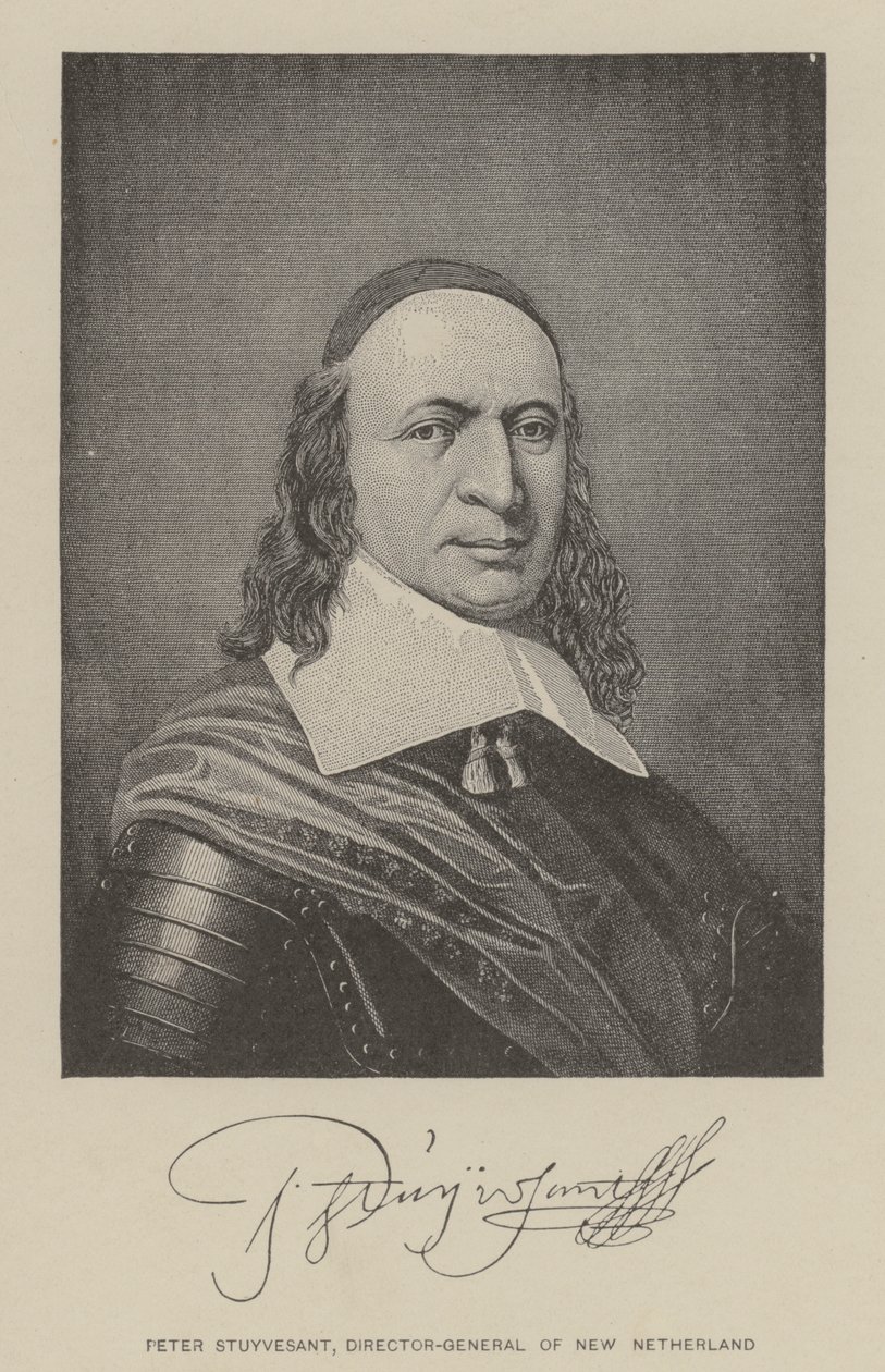 Peter Stuyvesant, generální ředitel Nového Nizozemí (litografie) od American School