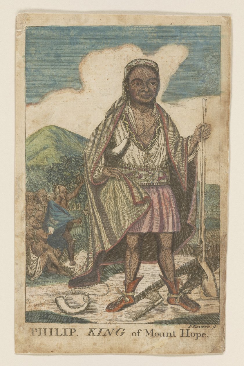 Phillip, King of Mount Hope, hospoda. 1772 (ručně kolorovaná rytina) od American School