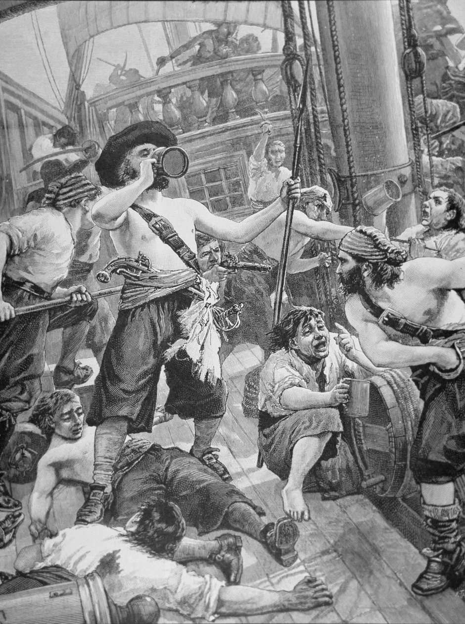 Piráti zajímající loď (rytina) od American School