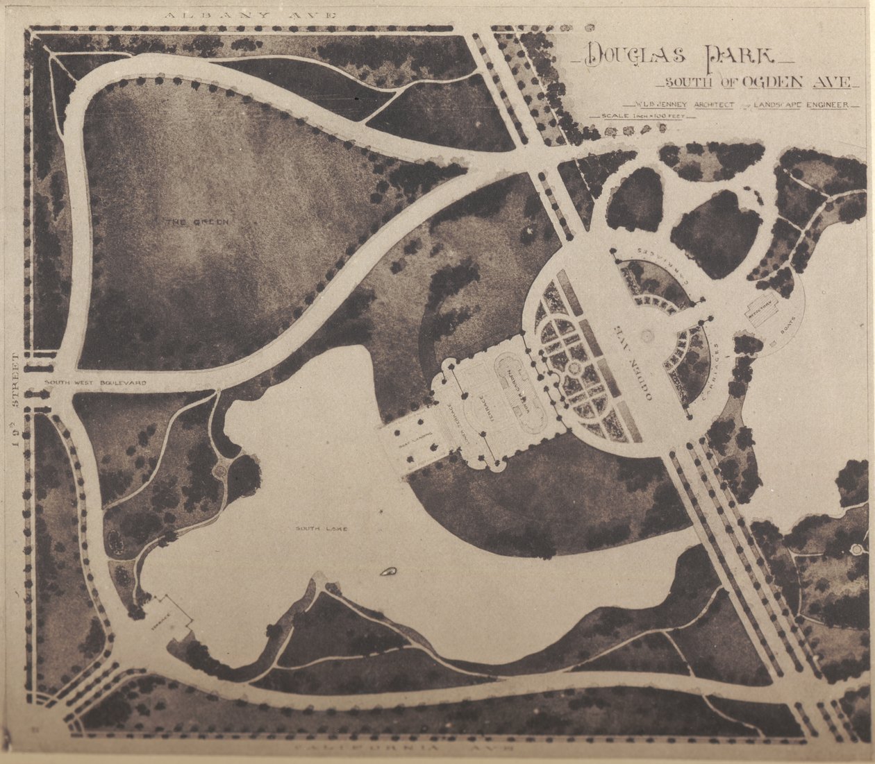 Plán zimní zahrady Douglas Park od American School