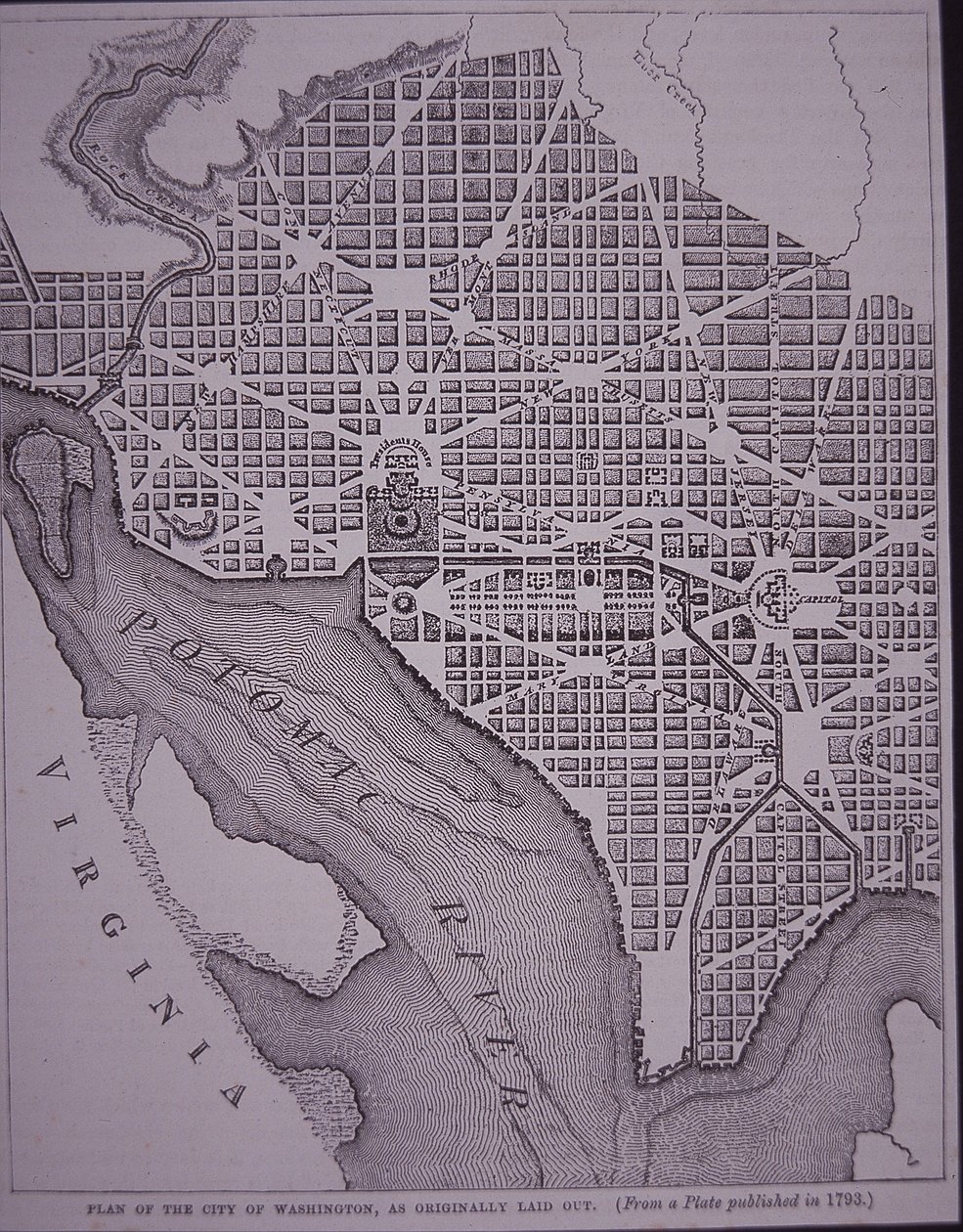 Plán města Washington DC, jak jej navrhl major Pierre Charles L