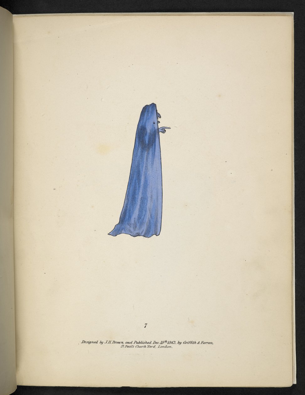 Talíř 7. Duch v modrém.  Spectropia; nebo, Překvapivé spektrální iluze zobrazující duchy všude a jakékoli barvy atd. ser. 1.  J.H. Hnědý  1864 od American School