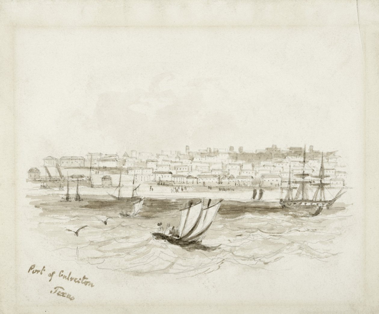 Port of Galveston, Texas, konec 19. století (inkoust na tkaném papíře) od American School