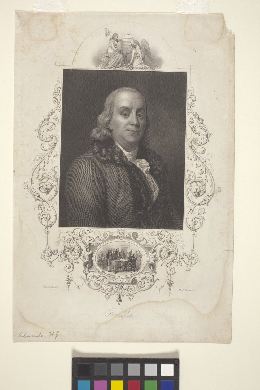 Portrét Benjamina Franklina (inkoust) od American School