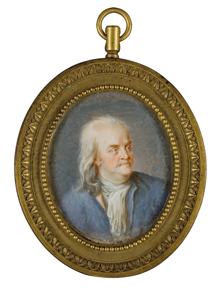 Portrétní miniatura Benjamina Franklina od American School