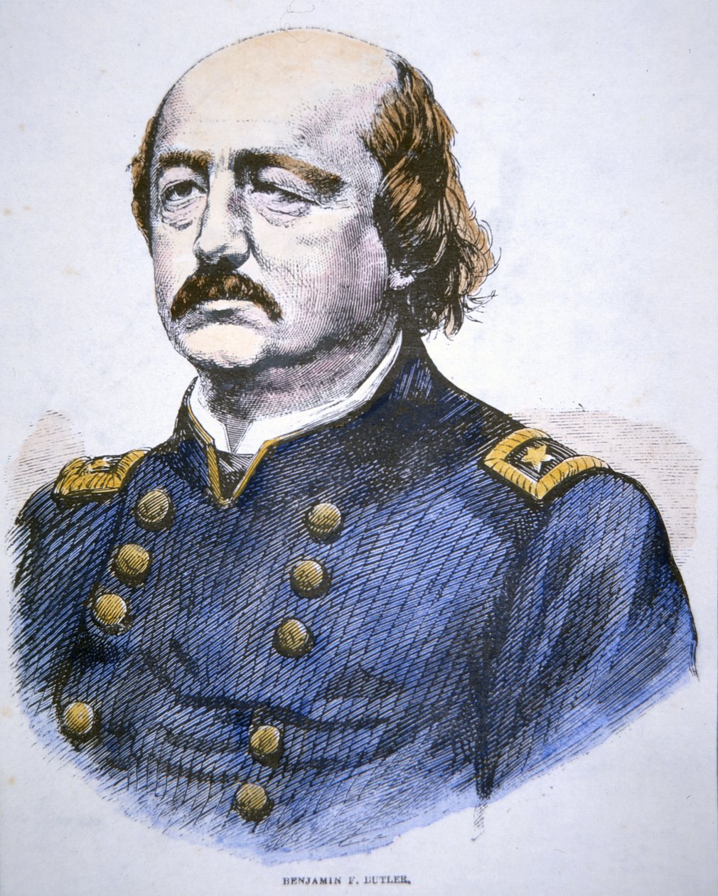 Portrét Benjamina F. Butlera (barevné lito) od American School