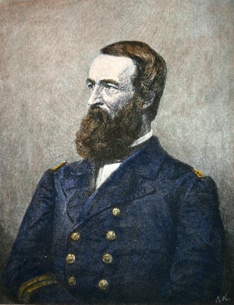 Portrét Davida Dixona Portera (1813-91), admirála ve federálním námořnictvu (barevné lito) od American School