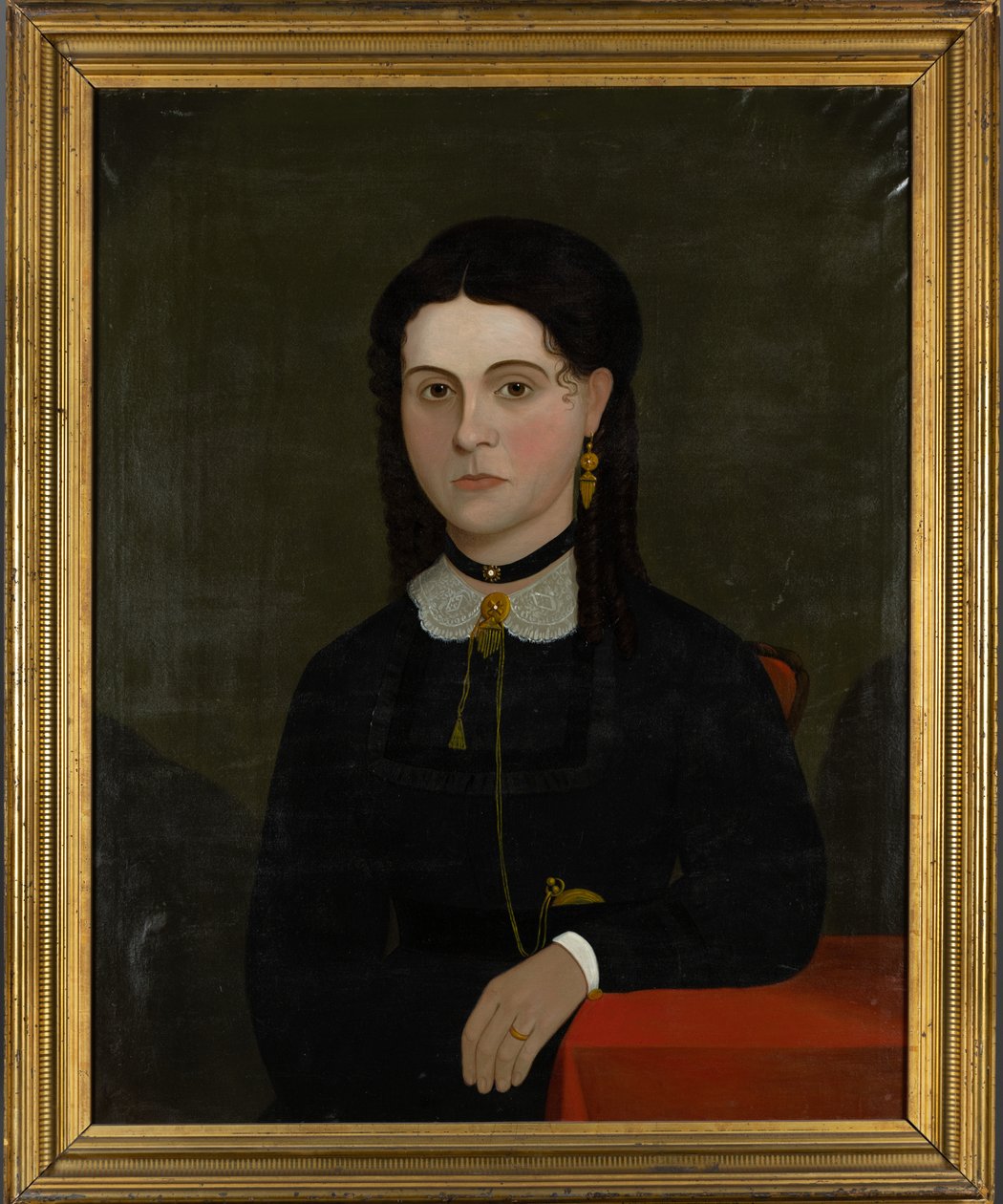 Portrét Elizabeth Laverton Winn (nar. 1833) 1853-60 (olej na plátně) (dvojice viz 199361) od American School