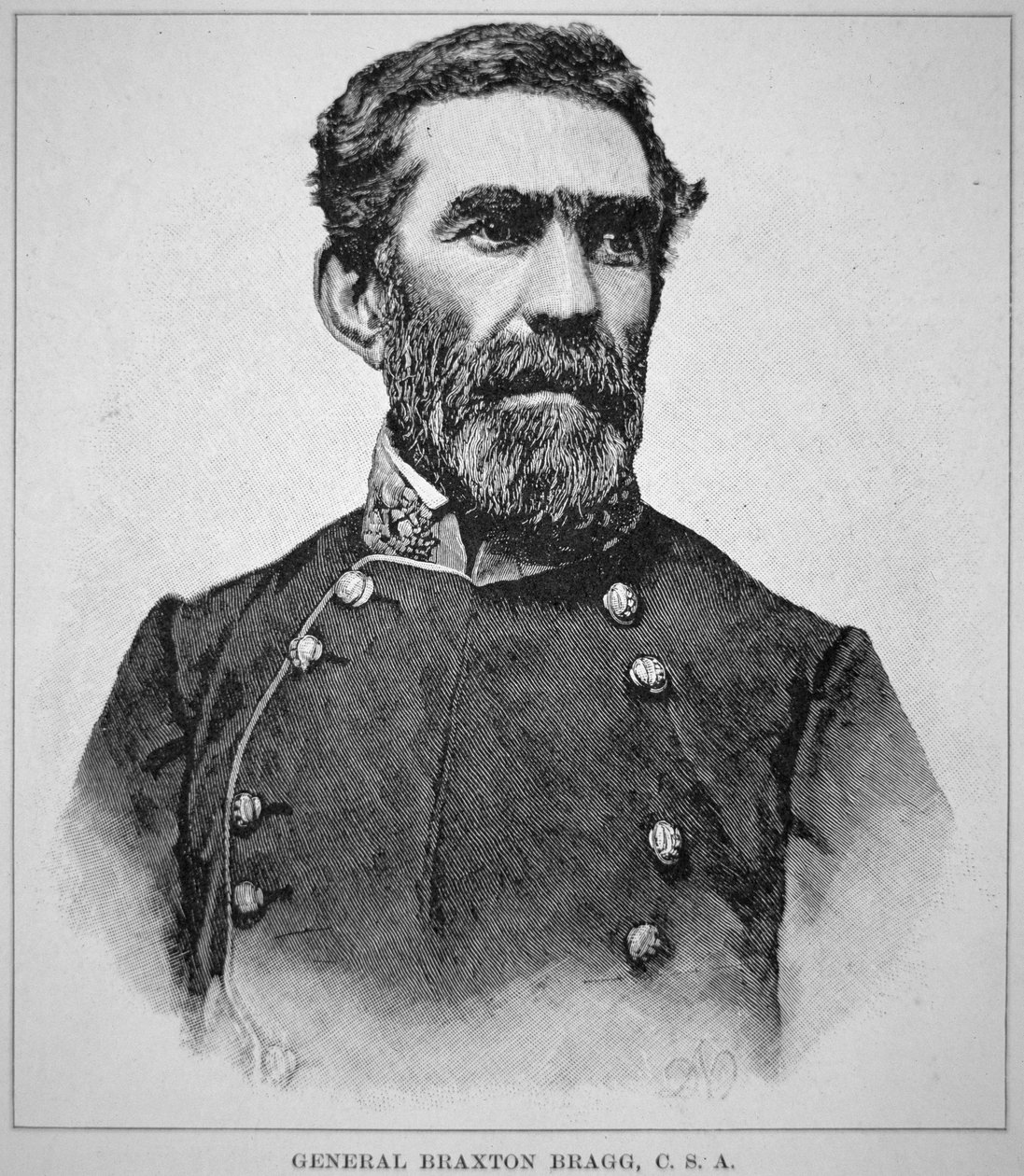 Portrét generála Braxtona Bragga (1817-76) (litho) od American School
