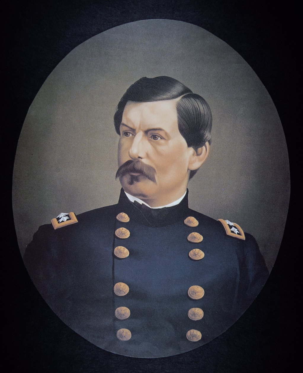 Portrét generála George B. McClellan (barevné lito) od American School