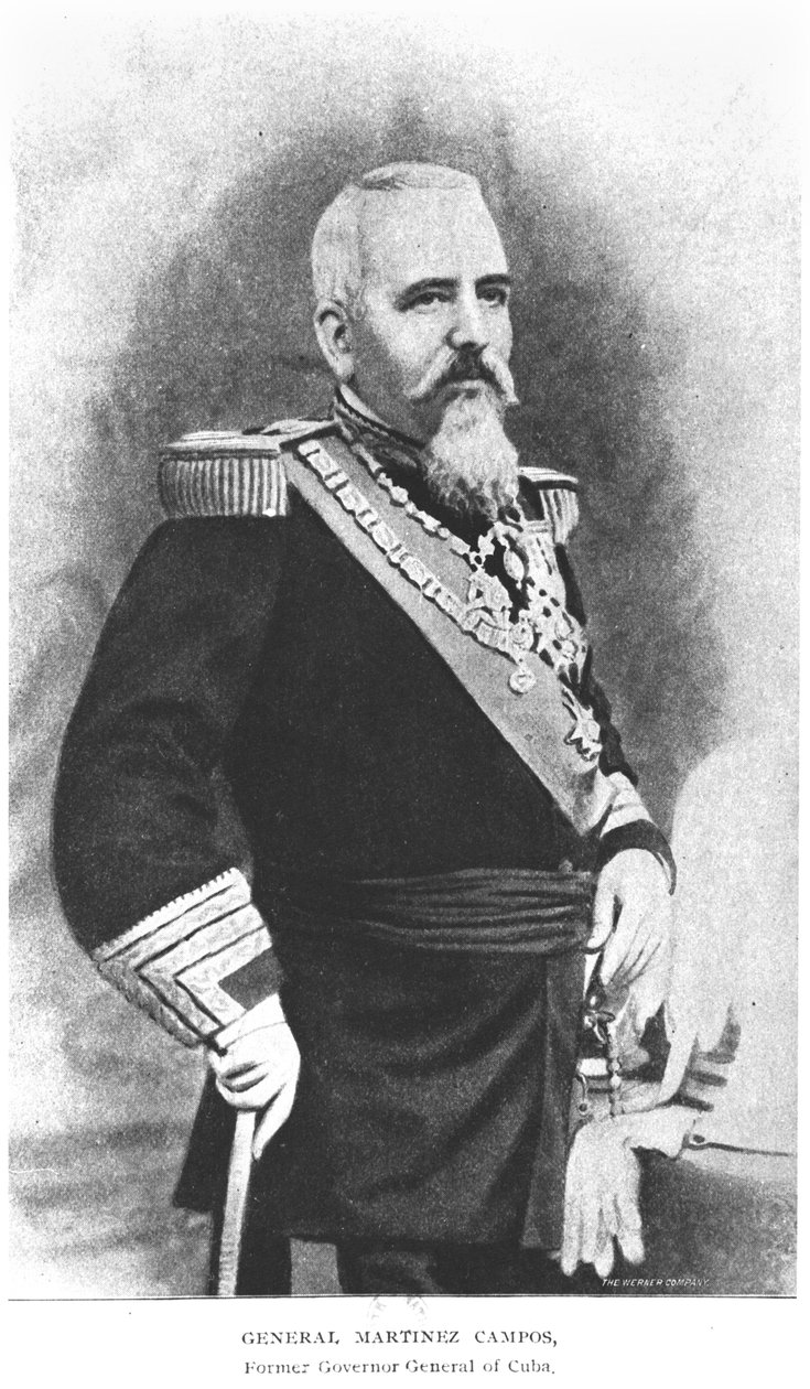 Portrét generála Martineze Campose (1831-1900) z knihy Murata Halsteada The Story of Cuba (Příběh Kuby), vydané v roce 1898. od American School