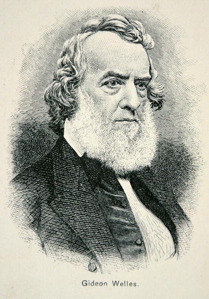 Portrét Gideona Wellese (1802-78), ministra námořnictva USA během války a rekonstrukce (litho) od American School