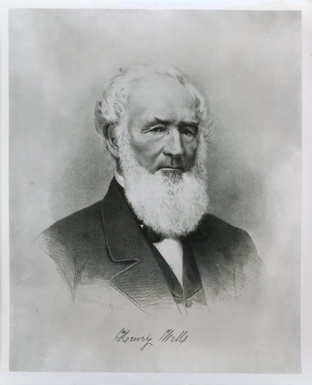 Portrét Henryho Wellse (1805-78) spoluzakladatel Wells Fargo & Co. (litho) od American School