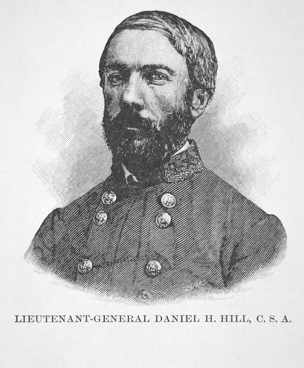 Portrét generálporučíka Daniela H. Hilla (litho) od American School