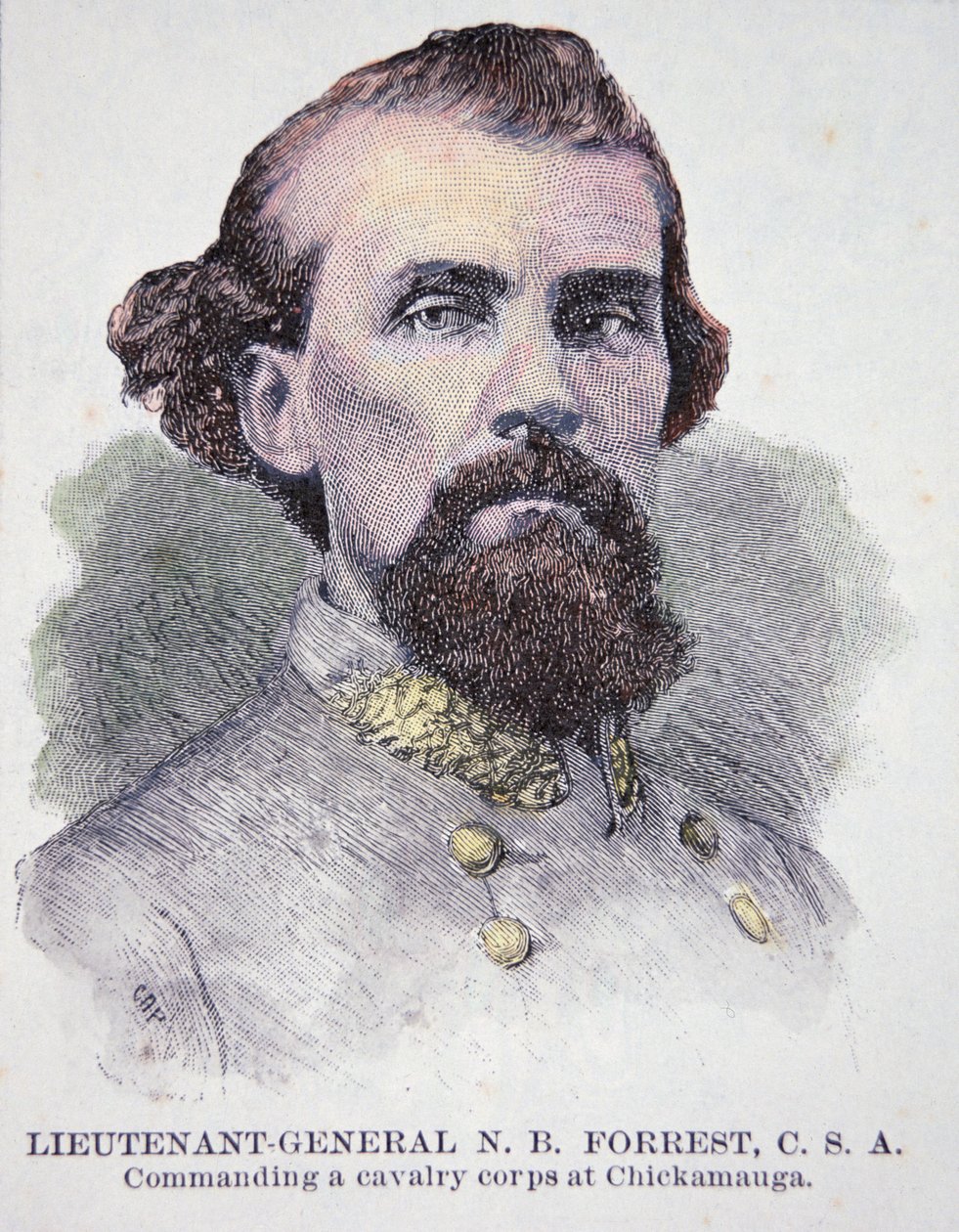 Portrét generálporučíka Nathana B. Forresta (1821-77) (litho) od American School