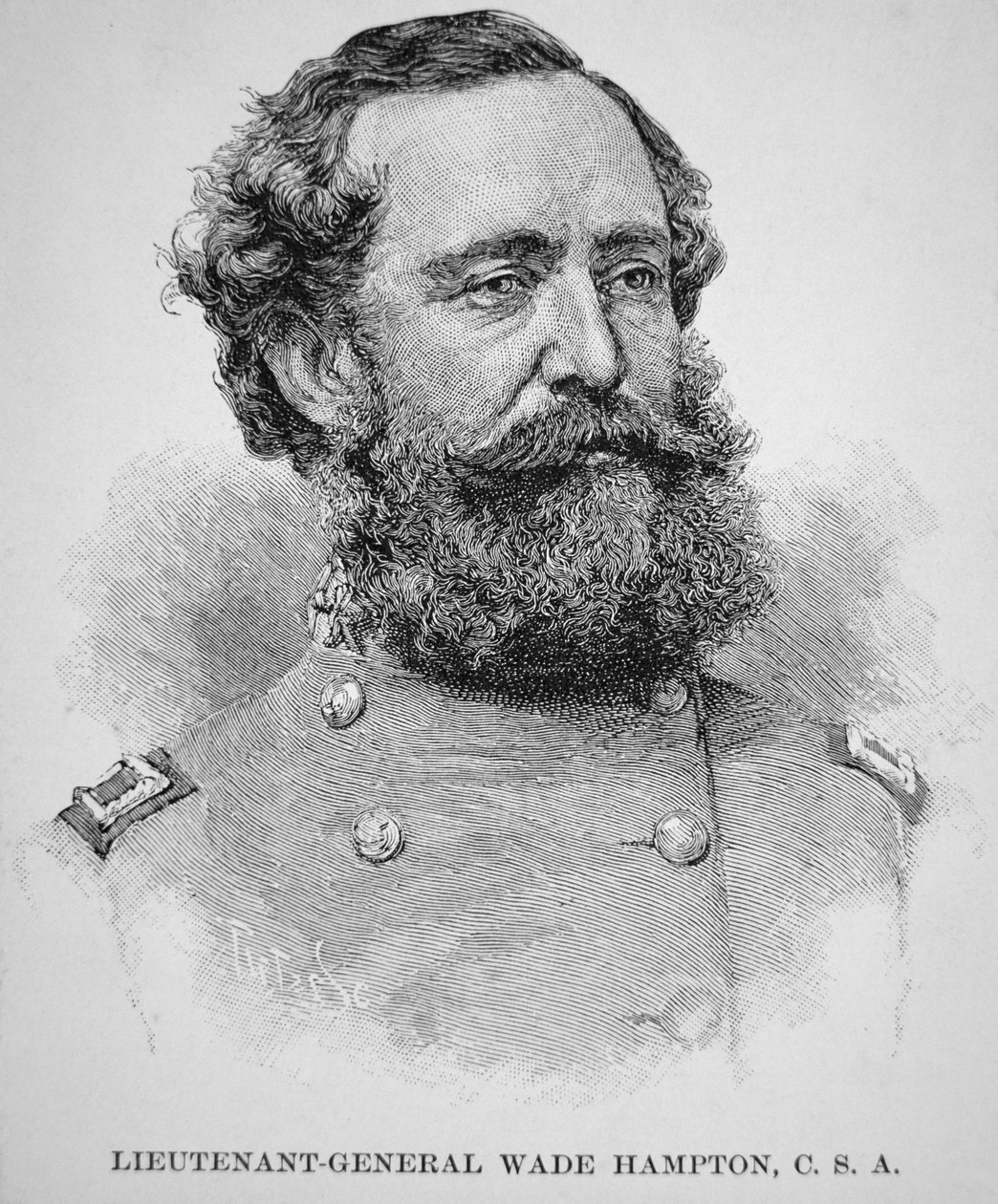 Portrét generálporučíka Wade Hamptona (litho) od American School