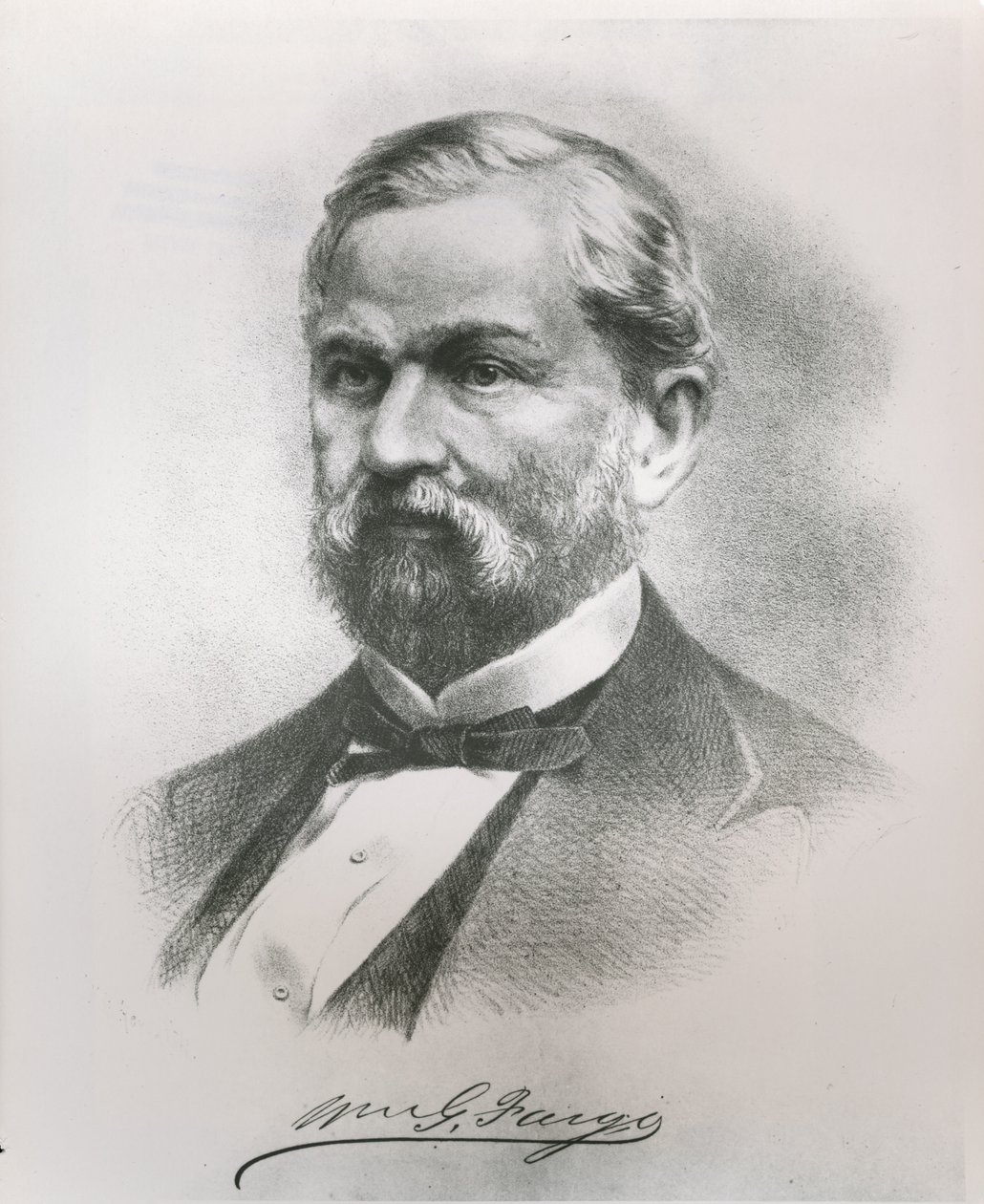 Portrét Williama George Farga (1818-81), spoluzakladatele Wells Fargo & Co. (litho) od American School