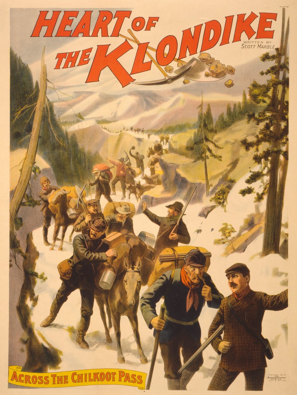 Reklamní plakát Srdce Klondiku od Scotta Marbla, 1897 od American School