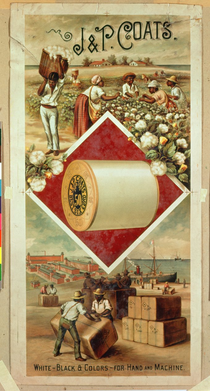 Reklamní plakát J & P Coats Cotton od American School