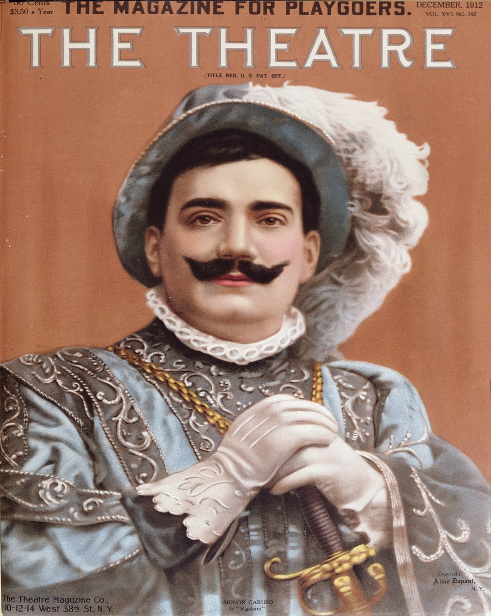 Plakát zobrazující Enrica Caruso (1873-1921) jako Rigoletto, 1912 od American School