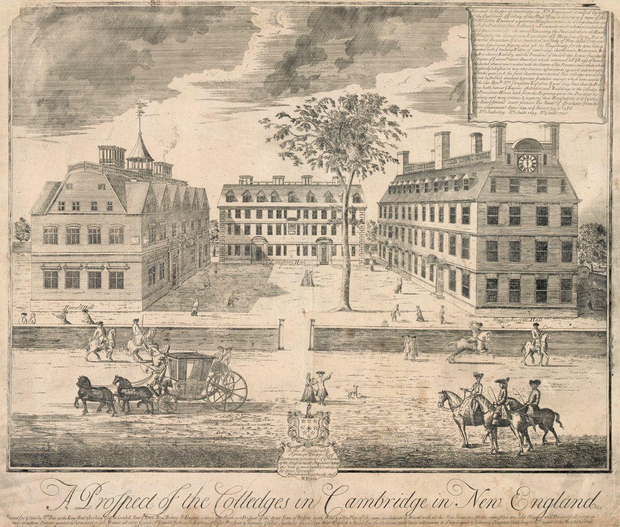 Tisk Harvardské univerzity kolem roku 1700, kolem roku 1700 (rytina) od American School