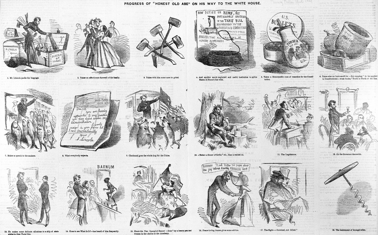 Pokrok Čestného starého Abeho na cestě do Bílého domu, kolem roku 1860 od American School