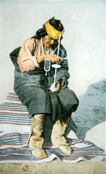Pueblo man vrtací tyrkysová, cca 1905 (barva lito) od American School
