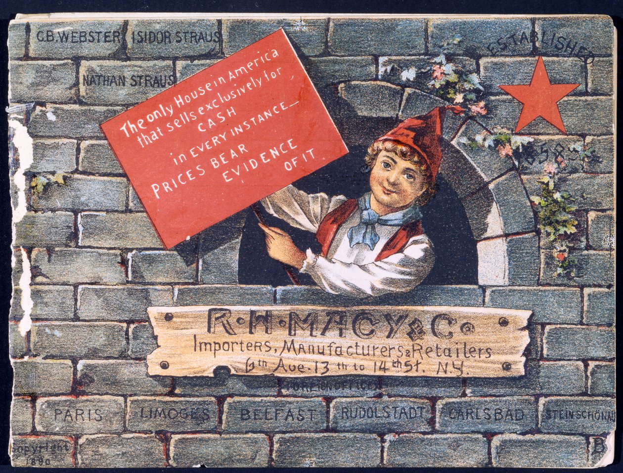 R.H. Macy & Co. Dovozci, výrobci a prodejci [přední strana katalogu], 1890 od American School