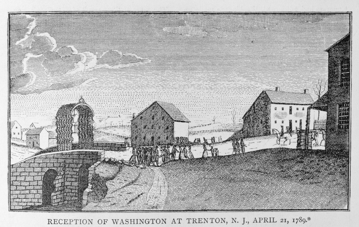 Recepce ve Washingtonu v Trentonu, New Jersey, 21. dubna 1789, z „Historie politických stran“ od American School
