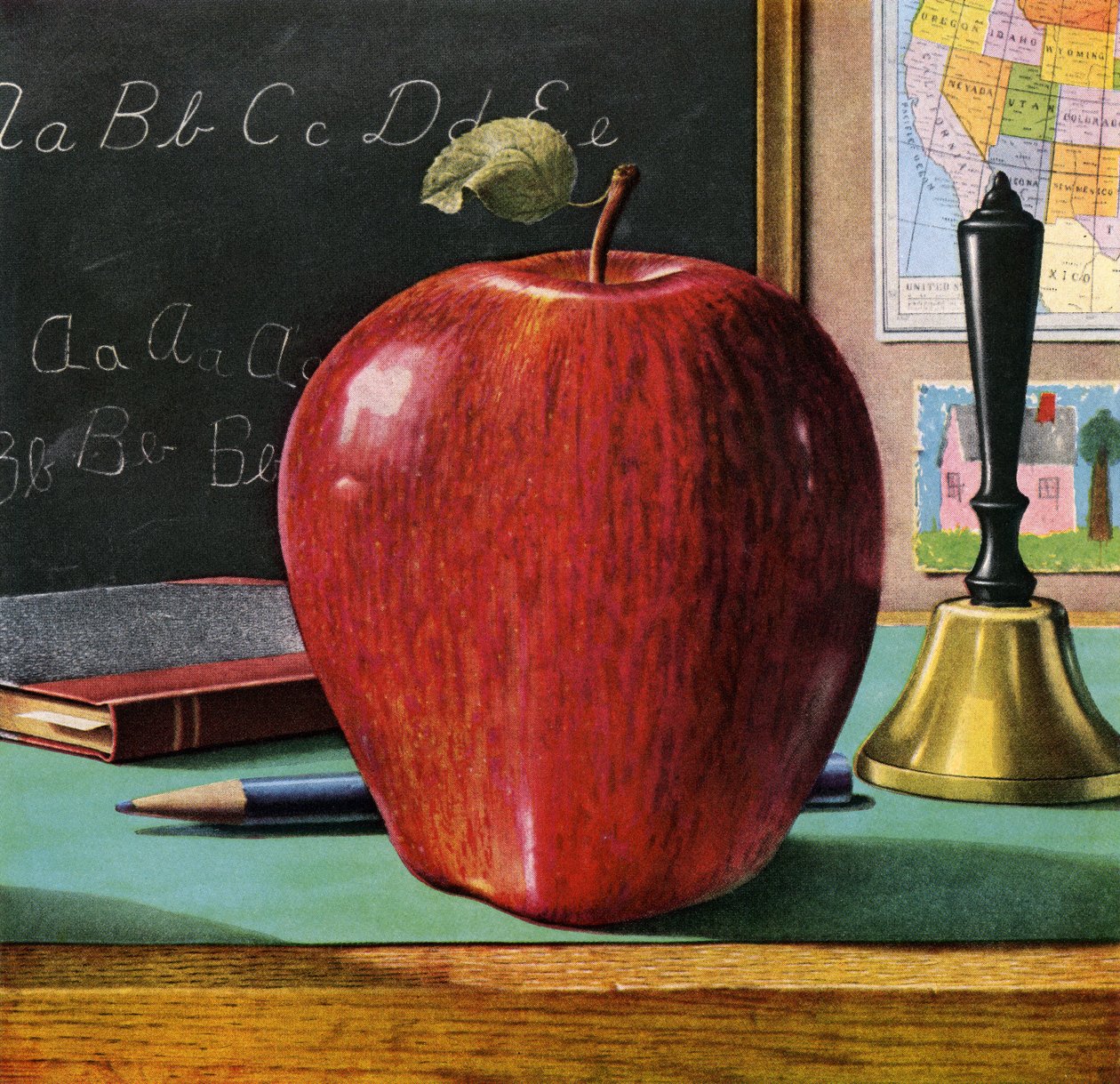 Jablko Red Delicious na učitelském stole od American School