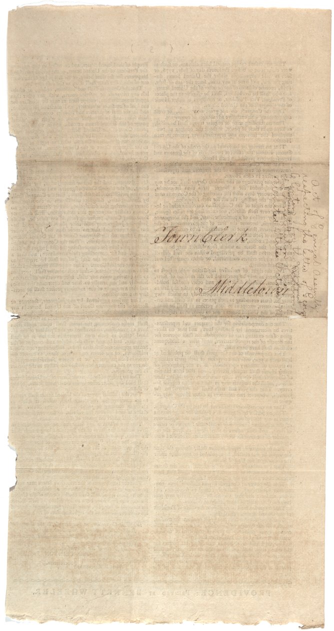 Usnesení tisknoucí návrh NYS na změny ústavy, říjen 1788 od American School