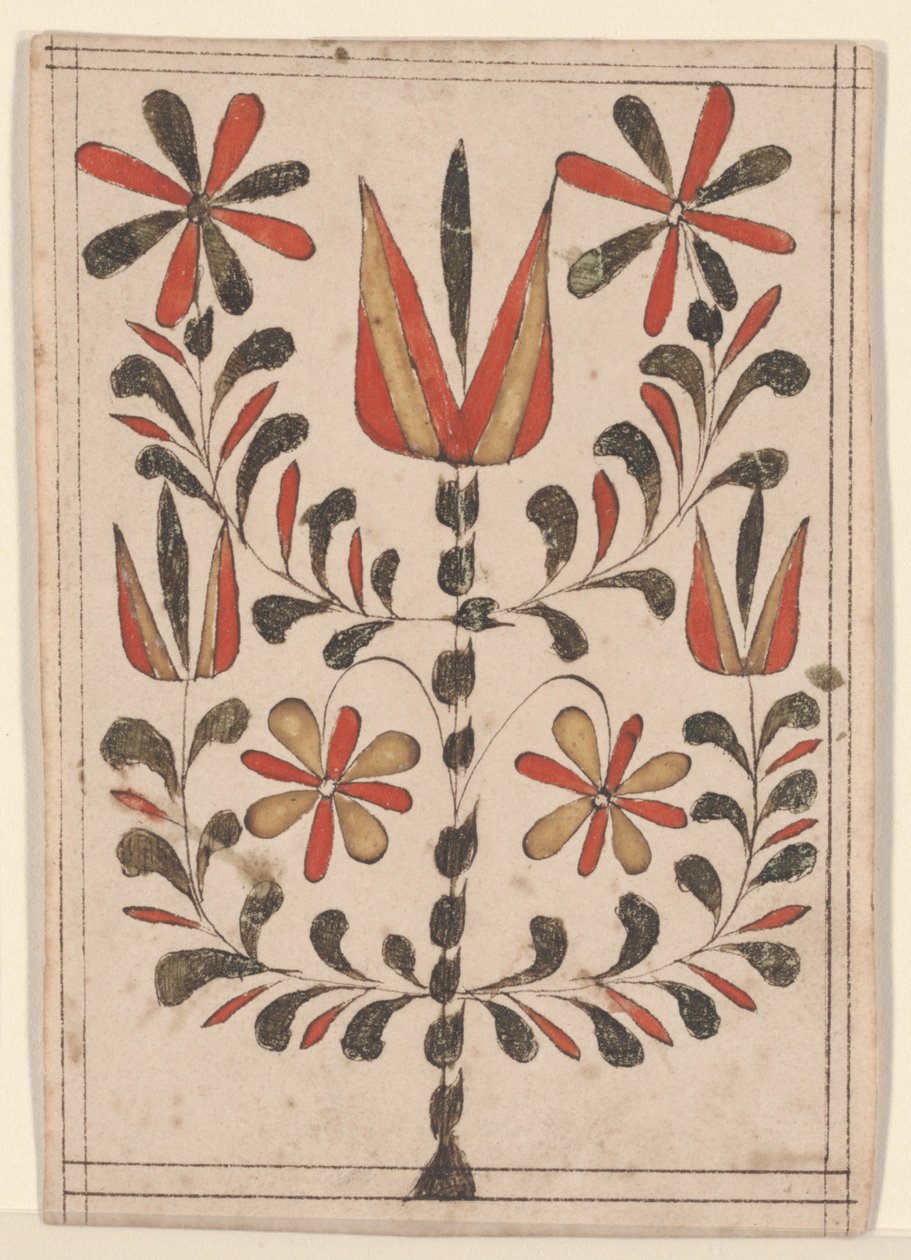 Odměna za zásluhy (Belohnung), Fraktur Painting (pero a inkoust s wc na papíře) od American School